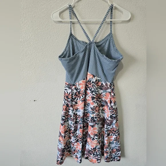 Pact Lake Blossoms/Lake Stripe Fit & Flare Strappy Dress XL - Picture 5 of 11